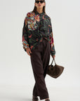 Printed Blouse, Khaki