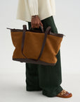 Large Suede Tote, Tan