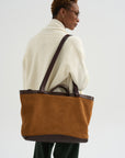 Large Suede Tote, Tan