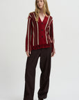Handloom Cardigan, Carmine Combo