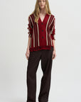 Handloom Cardigan, Carmine Combo