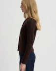 Jane Checker Cardigan, Burnt Cocoa & Carmine