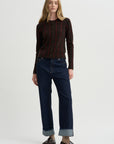 Jane Checker Cardigan, Burnt Cocoa & Carmine