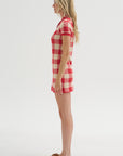 Gingham Polo Dress, Scarlet & Mist