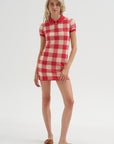 Gingham Polo Dress, Scarlet & Mist