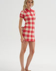 Gingham Polo Dress, Scarlet & Mist
