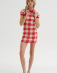 Gingham Polo Dress, Scarlet & Mist