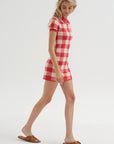 Gingham Polo Dress, Scarlet & Mist