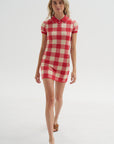 Gingham Polo Dress, Scarlet & Mist
