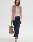 Airy Ringer Tee, Cream & Carmine