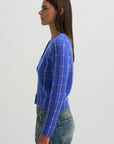 Jane Checker Cardigan, Reservoir & Butter