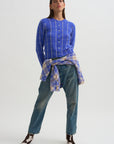 Jane Checker Cardigan, Reservoir & Butter
