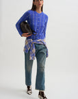Jane Checker Cardigan, Reservoir & Butter