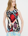 Sleeveless Plissé Top, Carrots
