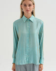 Joseph - Striped Lurex Shirt, Blue Stripe