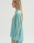 Joseph - Striped Lurex Shirt, Blue Stripe