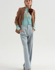 Joseph - Striped Lurex Shirt, Blue Stripe