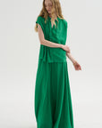 Ludlow - Long silk Crepe Skirt, Green