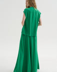 Ludlow - Long silk Crepe Skirt, Green