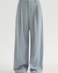 Damien - Pleated Pants In Wool Gabardine, Ice Blue