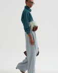 Damien - Pleated Pants In Wool Gabardine, Ice Blue