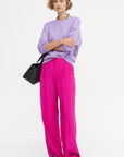 Falmouth - Viscose And Acetate Front Pleats Pants, Fuchsia