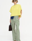 Malvern - Wool And Cotton Pants, Green & Ivory