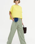 Malvern - Wool And Cotton Pants, Green & Ivory