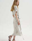 Goldaming - Silk and Lurex Kimono Dress, Silver