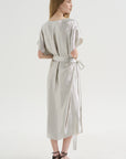Goldaming - Silk and Lurex Kimono Dress, Silver