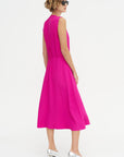 Salisbury - V-neck Viscose And Acetate Dress, Fuchsia