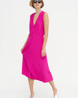 Salisbury - V-neck Viscose And Acetate Dress, Fuchsia