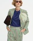 Totnes - Wool And Cotton Blazer, Green & Ivory