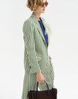 Totnes - Wool And Cotton Blazer, Green & Ivory