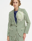 Totnes - Wool And Cotton Blazer, Green & Ivory