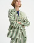 Totnes - Wool And Cotton Blazer, Green & Ivory