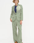 Totnes - Wool And Cotton Blazer, Green & Ivory