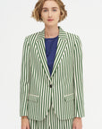 Totnes - Wool And Cotton Blazer, Green & Ivory