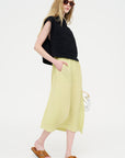 Plaster Pleats Solid Skirt, Light Green