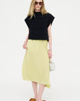 Plaster Pleats Solid Skirt, Light Green