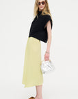 Plaster Pleats Solid Skirt, Light Green
