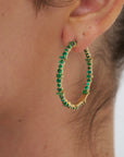 Cosmic Medium Emerald Rivulet Hoops, Yellow Gold
