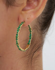 Cosmic Medium Emerald Rivulet Hoops, Yellow Gold