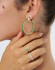 Cosmic Medium Emerald Rivulet Hoops, Yellow Gold