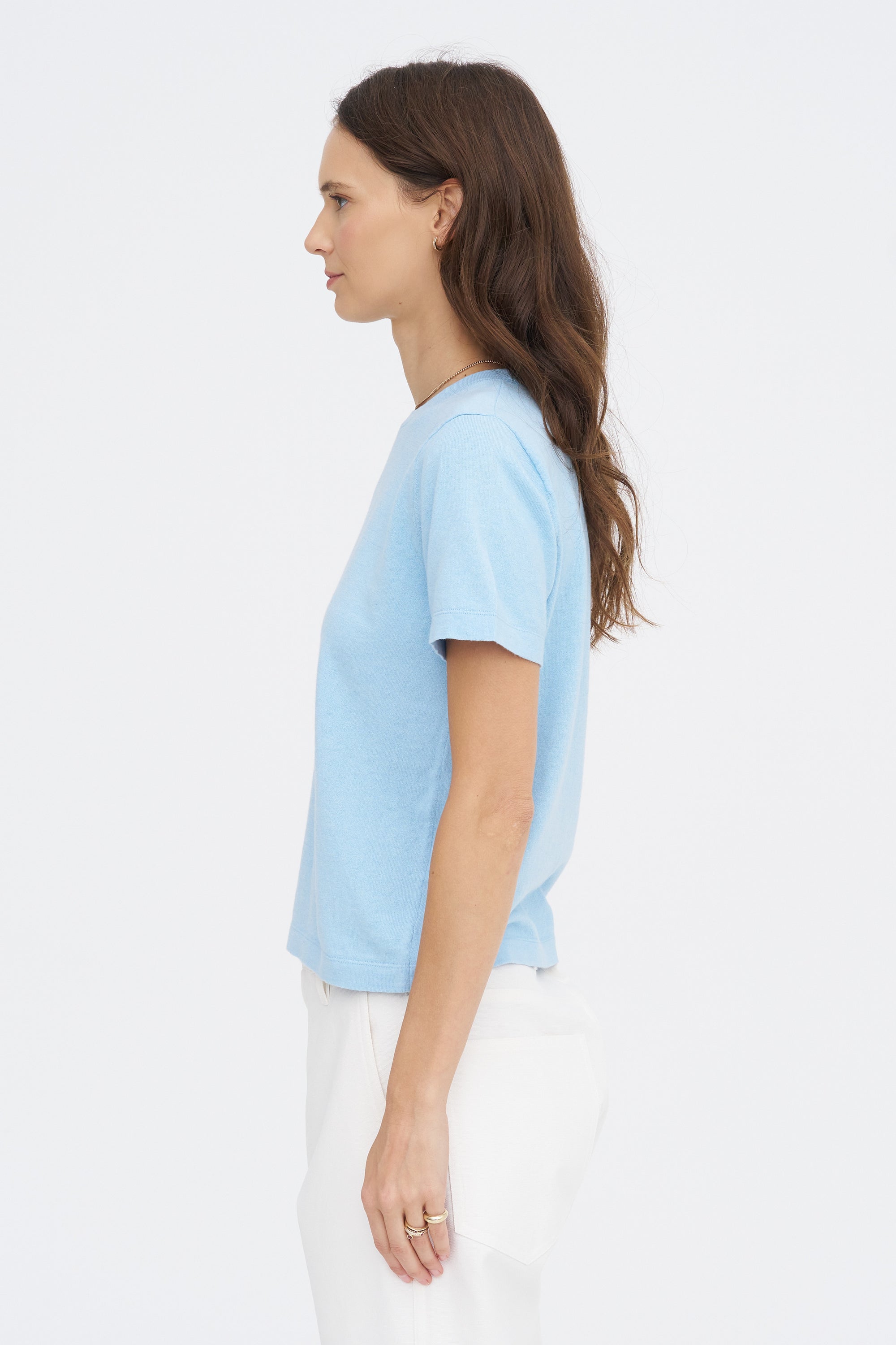 Adebola Cotton Cashmere Top, Light Blue
