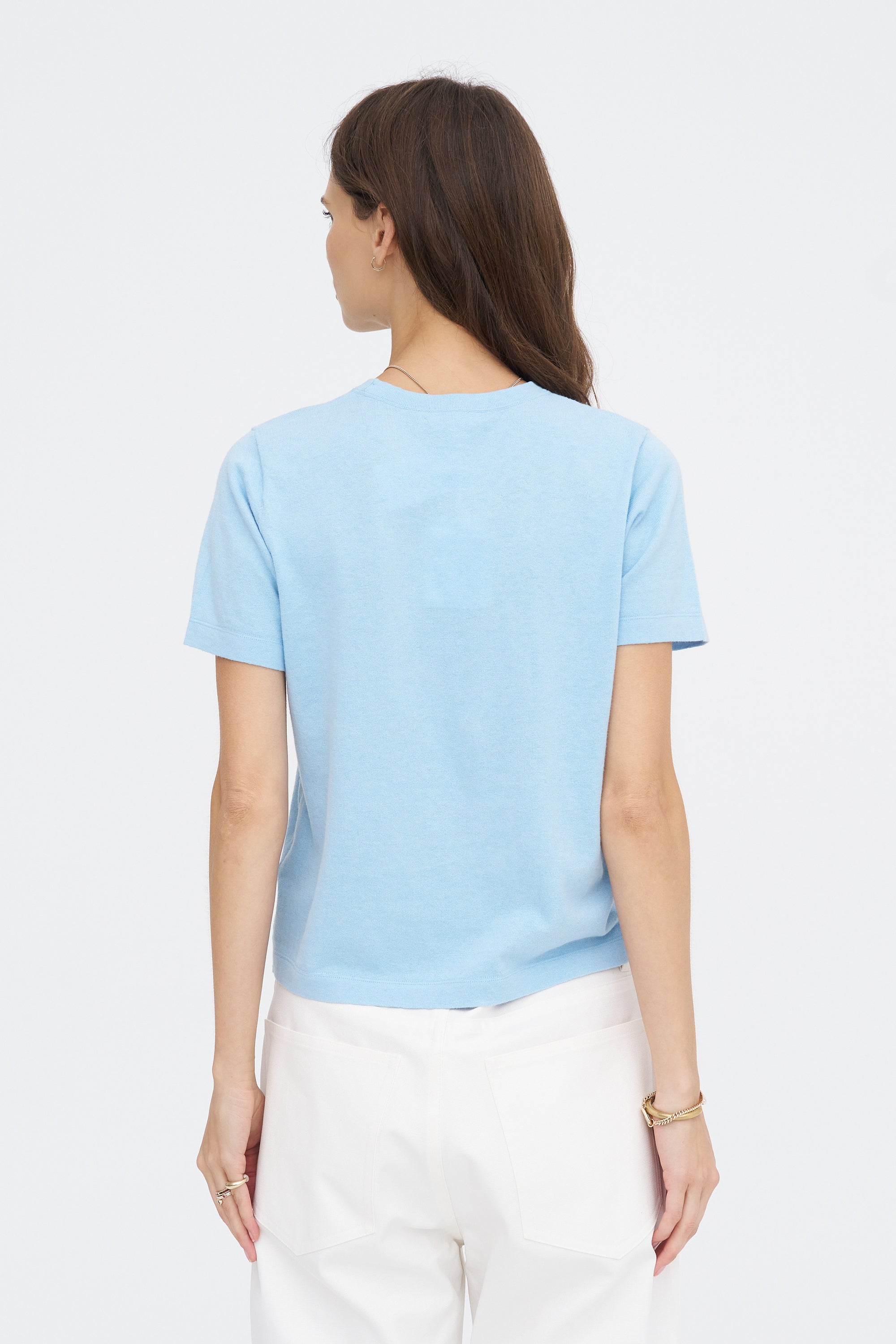 Adebola Cotton Cashmere Top, Light Blue