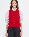 Merino Wool Ribbed Waistcoat, Red