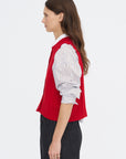 Merino Wool Ribbed Waistcoat, Red