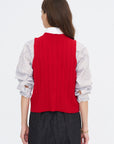 Merino Wool Ribbed Waistcoat, Red