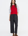 Merino Wool Ribbed Waistcoat, Red